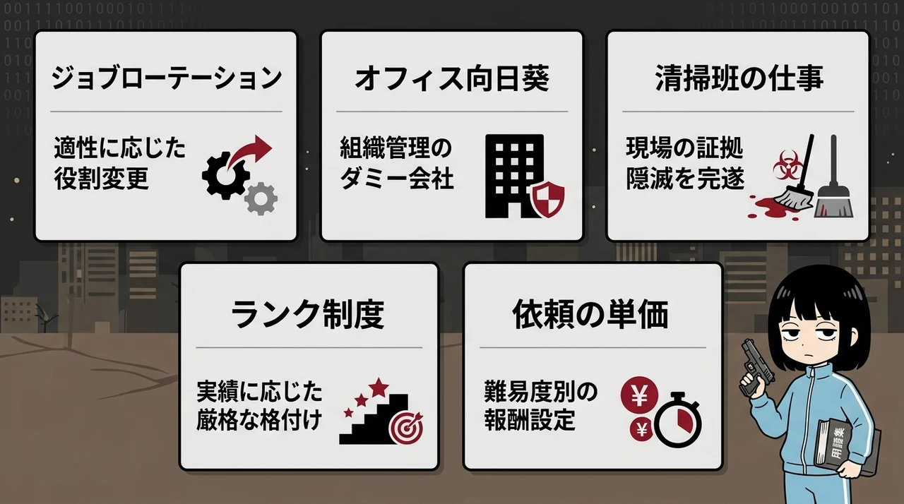 殺し屋協会の組織体制やルールに関する用語